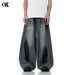 Men's Clothing High Street Graffiti Jeans Ripped Design Loose Wide Leg Lantern Trousers_mkmklike.com