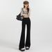 Orange Silk Women's Clothing#Black Flared Denim Pants, Spring High-waisted Stretchy Versatile Slimming Hot Girl Wide-leg_mkmklike.com