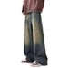 Men’s Washed Wide-Leg Jeans – Retro Distressed Loose Straight Pants (Black Gray/Light Blue/Retro Blue/Nostalgic Blue, S-3XL)_mkmklike.com