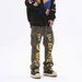 Men's Camo & Graffiti Print Streetwear Jeans – Oversized Hip-Hop Fit, Urban Military Aesthetic (6 Sizes, Washed Green, High-Street Fashion Statement)_mkmklike.com