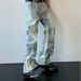 American 2025 Summer High Street Jeans Spliced With Washed Light Colored Denim Straight Leg For Slimming Men's Pants_mkmklike.com