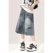 Women's Clothing Retro High Waist Capri Pants For Women Summer Style Loose Fit Slimming Wide Leg Jeans Graffiti Print Denim_mkmklike.com