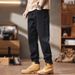 New Large Size Men's Pure Black Loose Small Scimitar Pants Men's Plus Fat Plus Size Harlan Simple Jeans Men_mkmklike.com