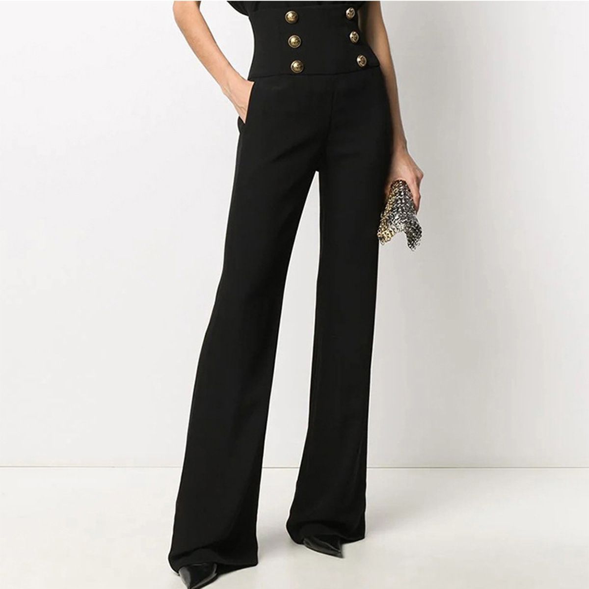 Women's clothing Black Wide-leg Pants Temperament Commuter High-waist Flared Pants Drape Long Casual Pants Cross-border Spot_mkmklike.com