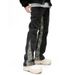 Men's Distressed Denim Jeans With Frayed Hem & Zip Details | Straight Leg Hip Hop Style | Cotton Comfort For Streetwear Fashion_mkmklike.com
