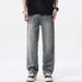 Men’s Loose-Fit Printed Denim Pants – Retro All-Over Floral Jacquard Jeans Streetwear Straight-Leg Trousers With Distressed Wash_mkmklike.com