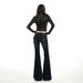 Orange Silk Women's Clothing # American Retro Low Waist Jeans New Rivet Design Slimming Draped Flared Pants_mkmklike.com