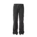 Washed Frayed Hem Denim Pants Men Irregular Patchwork Pocket Design Straight Wide Leg Trousers Streetwear American Style_mkmklike.com