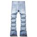 Men's Slim Fit Stretch Jeans Rhinestone Embellished Heavy Duty Flared Pants High Street Trendy Denim_mkmklike.com