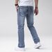 Spring And Summer Trend, Daily Versatile Men's Jeans, Elastic, Simple, Slimming, Retro, Heavy Water Washed, Small Feet, Slim Fit, Long Pants For Men_mkmklike.com