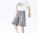 Rose Print Ripped Denim Shorts Men's Summer Thin Trendy Brand Ruffian Handsome Fried Street Pants American Five-point Jeans_mkmklike.com