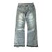 Unisex Vintage Washed Distressed Jeans – Black & Grey Patchwork Straight Leg (S-XL, Polyester Blend, Hip-Hop Streetwear)_mkmklike.com
