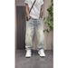 Men's Clothing American Style Retro Vintage Washed Straight-Leg Jeans - Distressed Denim Pants With Embroidery For Men's Streetwear & Retro Style_mkmklike.com