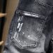 Men's Distressed Denim Shorts – Paint Splatter & Patchwork Design, Stretch Fit 5-Inch Inseam Summer Washed Shorts_mkmklike.com