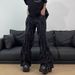 Men's American Retro Washed Denim Jeans High Street Style Loose Wide Leg Straight Leg Floor Length Trousers Black Blue Cotton_mkmklike.com