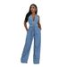 Women's Clothing Tight Waist Slim Elastic Washed Denim Jumpsuit_mkmklike.com