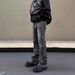 Men's Clothing High Street Washed Black Jeans Men's Straight Slim Fit Flared Cleanfit Pants_mkmklike.com