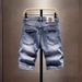 Men's Retro Washed Ripped Patch Denim Shorts Loose Straight Leg Casual Summer Pants American Style Five Point_mkmklike.com