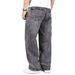 Men's High-End Trendy Casual Straight Jeans Black Gray Spring Autumn High Street Loose Wide Leg Pants_mkmklike.com