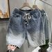Men's Clothing Luxury Men's Summer Thin Denim Shorts Straight Leg Casual Washed Five Point Pants Loose Versatile Fashionable_mkmklike.com