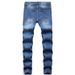 Men's Clothing Slim Fit Ripped Jeans Midweight Polyester Skinny Trousers Trendy Cropped Length Simple Design_mkmklike.com