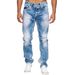 Men's Classic Straight Leg Jeans - Comfortable Cotton Denim Pants With Multiple Pockets For Casual Wear (S-3XL, Light Blue/Dark Blue/Black)_mkmklike.com