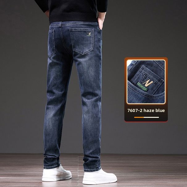 Jeans Men's Slim-Fit Straight Pants Stretch Washed Casual Pants_mkmklike.com