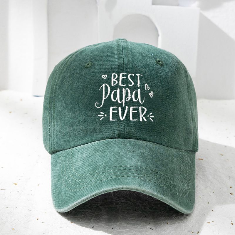 Unisex Men's and women's casual simple trend embroidery BEST PAPA EVER washed baseball cap_mkmklike.com