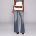 Flared Jeans Low Rise Reverse Flip Up Waist Women's Denim Fashion_mkmklike.com
