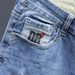 Men's Vintage Washed Denim Shorts – Retro Stretch Cargo Shorts With Printed Design, Loose Fit & Breathable For Summer (28-36)_mkmklike.com