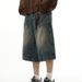 Men's Clothing American Street Fashion Brand Loose Distressed Washed Denim Shorts Men's Mid Length Pants Simple Basic Summer Shorts Men_mkmklike.com