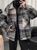 Woolen Tweed Style Plaid Men High-end Autumn New Trendy Brand Coat American Retro Loose Jacket_mkmklike.com