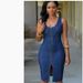 Summer New Fashion Slim-fit Zipper Denim Mini Dress For Women Europe And America Sexy Spice Girl V-neck Sleeveless Denim Dress_mkmklike.com