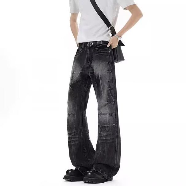 Vintage Washed Straight Leg Jeans For Men & Women – Distressed Cracked Denim With Relaxed Fit, High Street Fashion, Retro Style_mkmklike.com