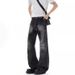 Vintage Washed Straight Leg Jeans For Men & Women – Distressed Cracked Denim With Relaxed Fit, High Street Fashion, Retro Style_mkmklike.com