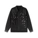 Eon Modish 25 Autumn New American Street Style Sticker Decoration Washed Black Denim Shirt Jacket_mkmklike.com