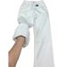 White Fleece-lined Thickened Loose Straight-leg Jeans For Women, Autumn And Winter, High-waisted, Slimming, Drapey,_mkmklike.com