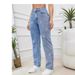 Vintage Embroidered High-Waisted Jeans – Stretch Cotton Denim Pants With Floral Stitching & Straight Leg_mkmklike.com