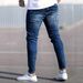 Men's Trendy Casual Ripped Stretch Jeans Washed Whiskered Slim Fit Trousers Wish Brand Standard Thickness_mkmklike.com