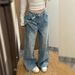 Women's Stylish Rhinestone 3D Bow Tie Wide Leg Jeans Casual Denim Pants Spring Fashion Versatile_mkmklike.com