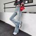 New Spring And Autumn American-style Washed Women's Flared Jeans, Floor-length Trousers, Retro Slim-fit Petite_mkmklike.com