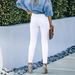 Women's Clothing White Skinny Jeans For Women Casual Solid Color Denim Jeans Regular Fit Spring/Autumn Summer Polyester_mkmklike.com