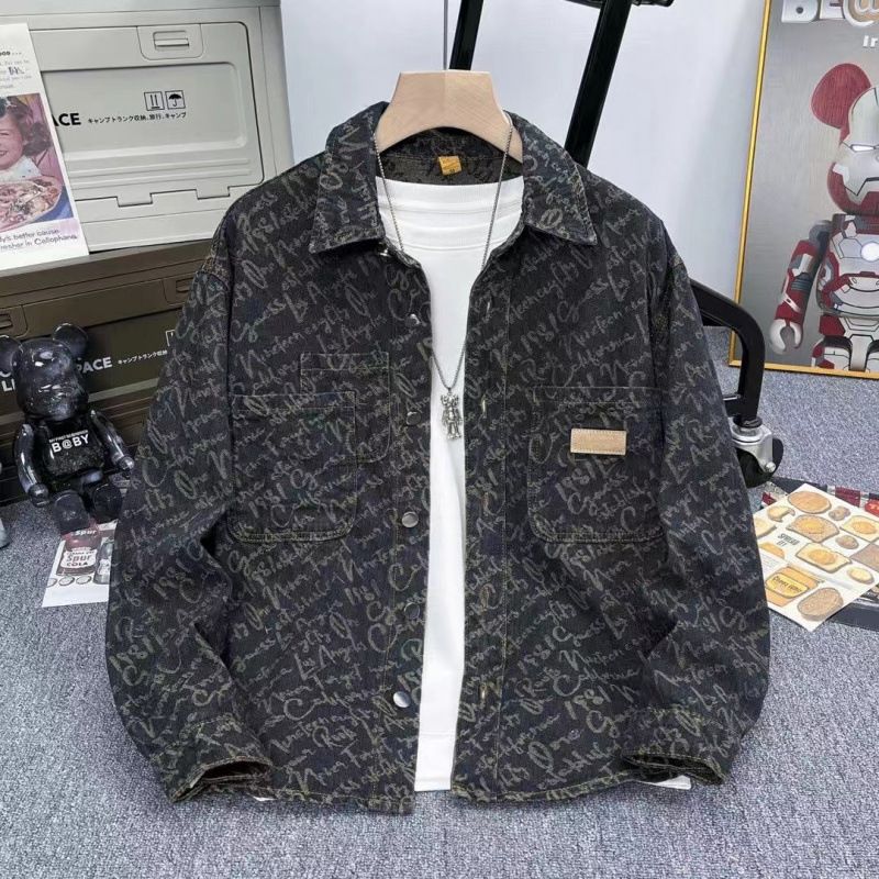 American Jacquard Denim Jacket, Men's New Trendy Top, Spring And Autumn Loose Casual Clothes_mkmklike.com
