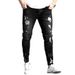 Men's Trendy Casual Ripped Stretch Jeans Washed Whiskered Slim Fit Trousers Wish Brand Standard Thickness_mkmklike.com