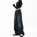 Vintage Streetwear High Waist Wide Leg Jeans For Women - Retro Blue Denim Pants With Drop Hem & Button Details_mkmklike.com