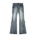 Edgy Straight-Leg Jeans For Women – Vintage Washed Denim, Mid-Rise, No Stretch (S-L, Black/Blue)_mkmklike.com