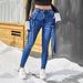 Women's Clothing Denim Trousers Asymmetric DIY Bow Decoration Stretch Trousers_mkmklike.com