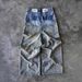 Street Hip Hop Alphabet Jeans Mens Y2K Goth Punk Harajuku Ripped Wide Leg Pants Vintage Loose_mkmklike.com