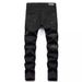Men's Slim Fit Stretch Jeans Distressed Ink Splatter Embroidered Black Patchwork Studded Metallic Trendy And Stylish Jeans_mkmklike.com