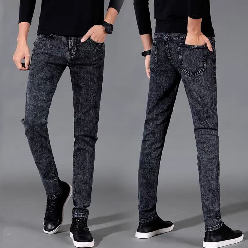 Nordmann Autumn New Men's Jeans Trendy Slim Fit Korean Style Casual Ash Gray Wear-resistant Long Pants_mkmklike.com